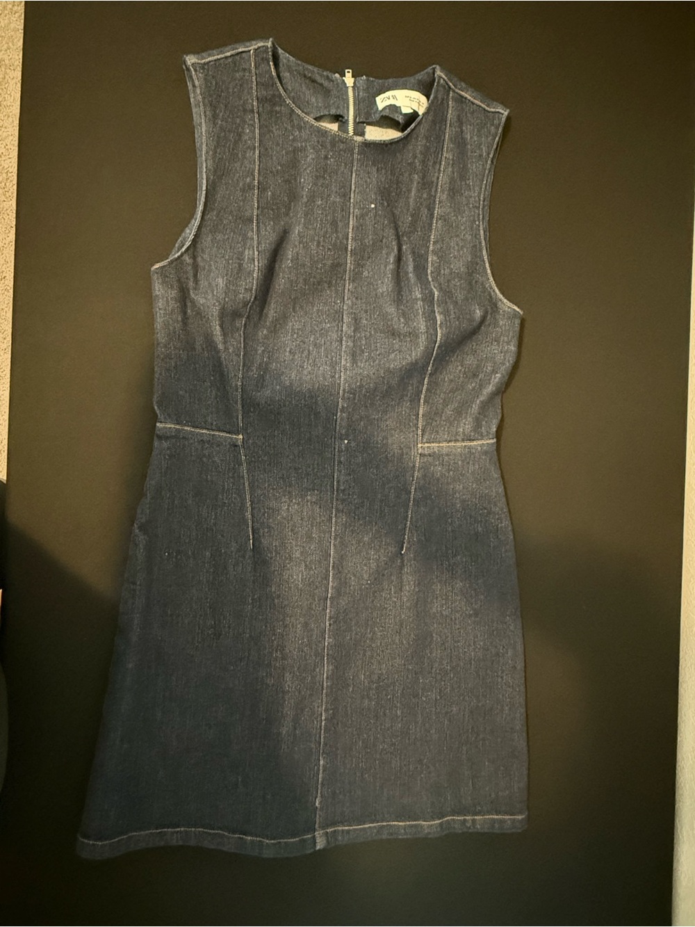 Zara Sleeveless Dark Indigo Denim Dress